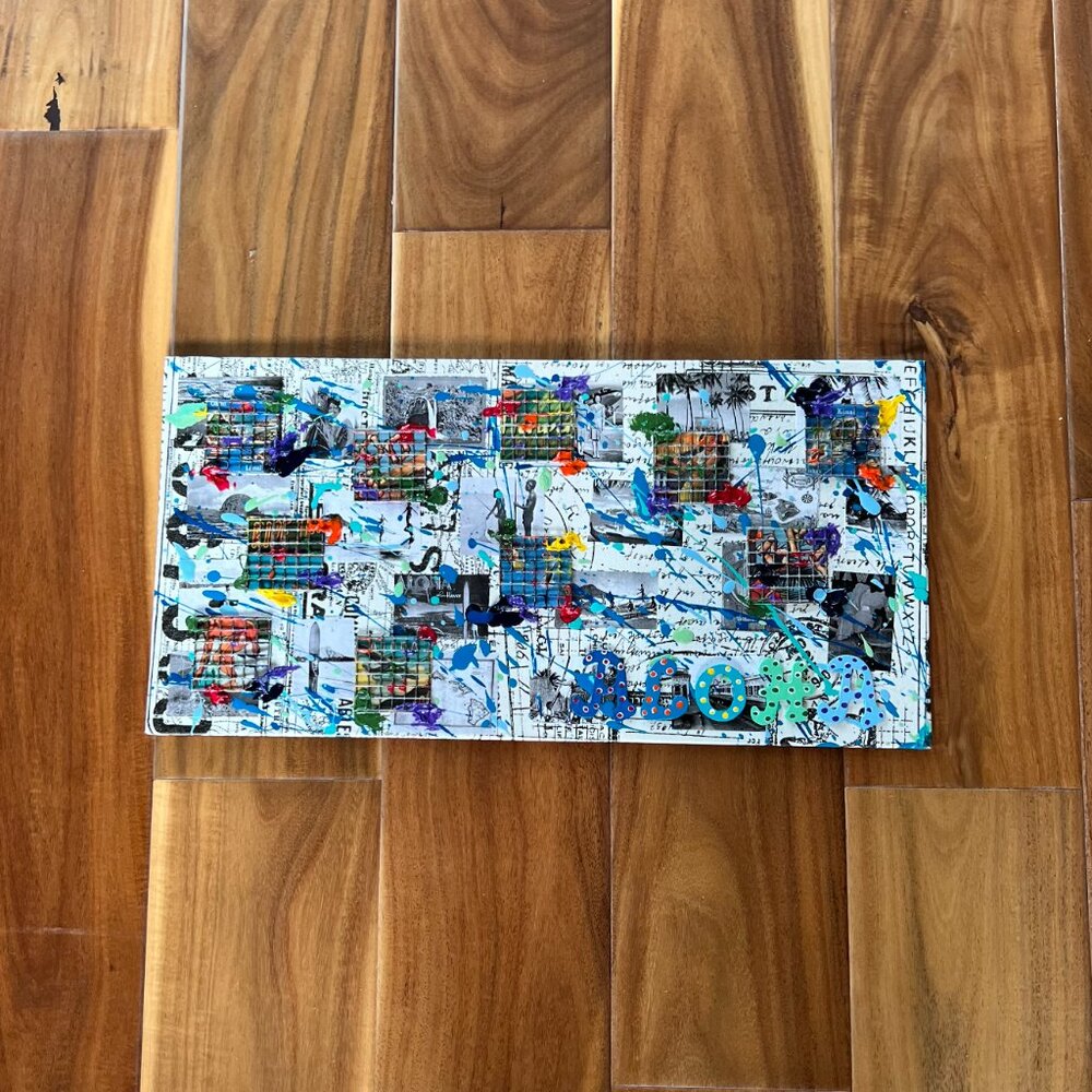 Original Art 8x16 Hawaiian Theme Canvas Board, Wood, Metal, Acrylic